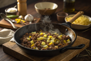 What does onion do to ground beef? In the cooking process