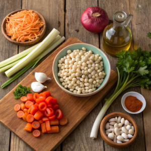 Ingredients for classic pasta fagioli