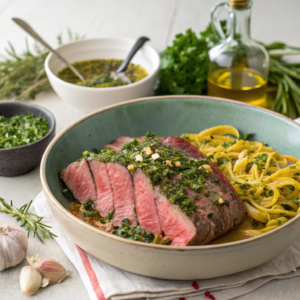 Flank Steak Marinating for Pasta