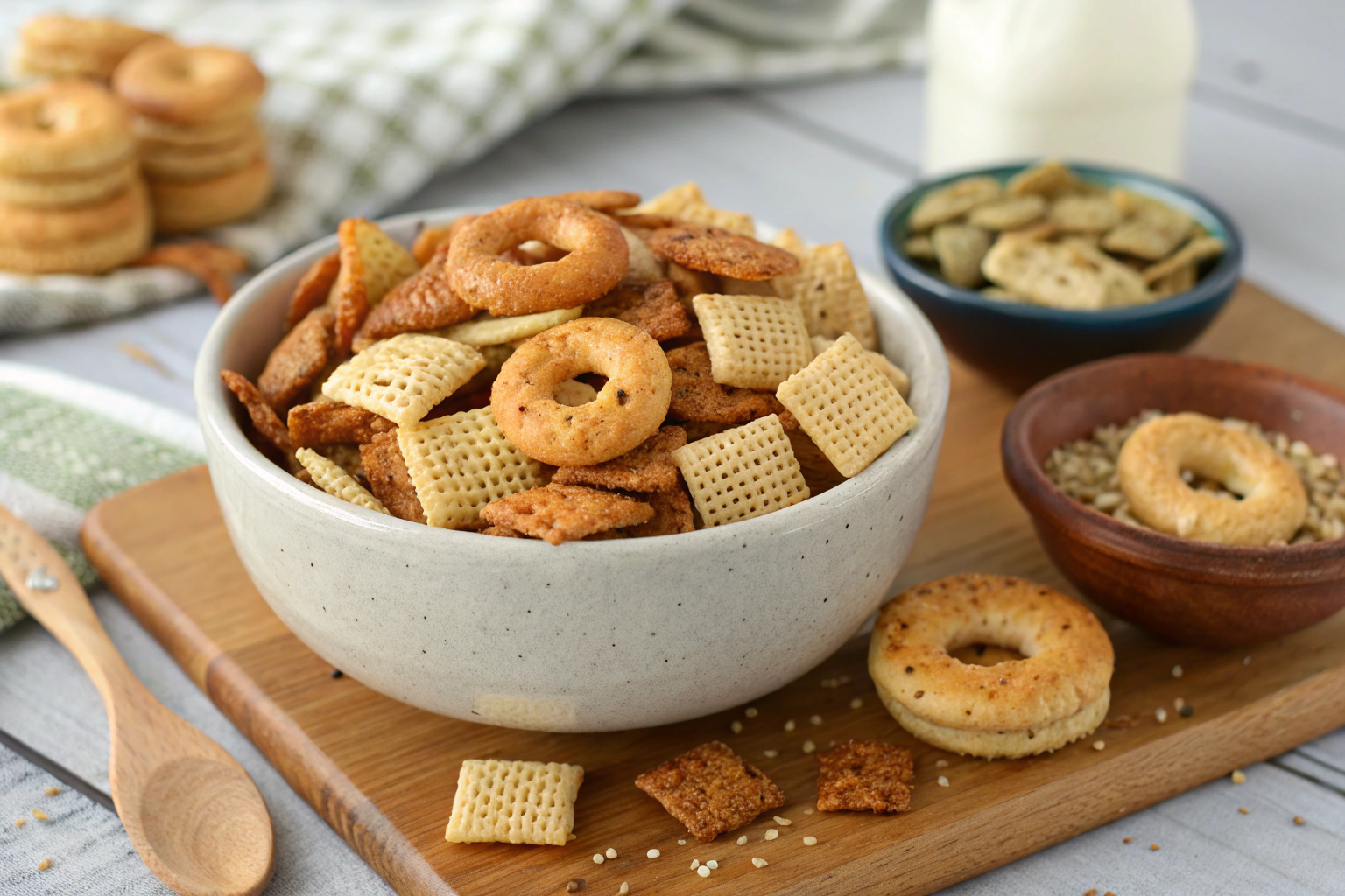 What can you substitute for bagel chips in Chex Mix